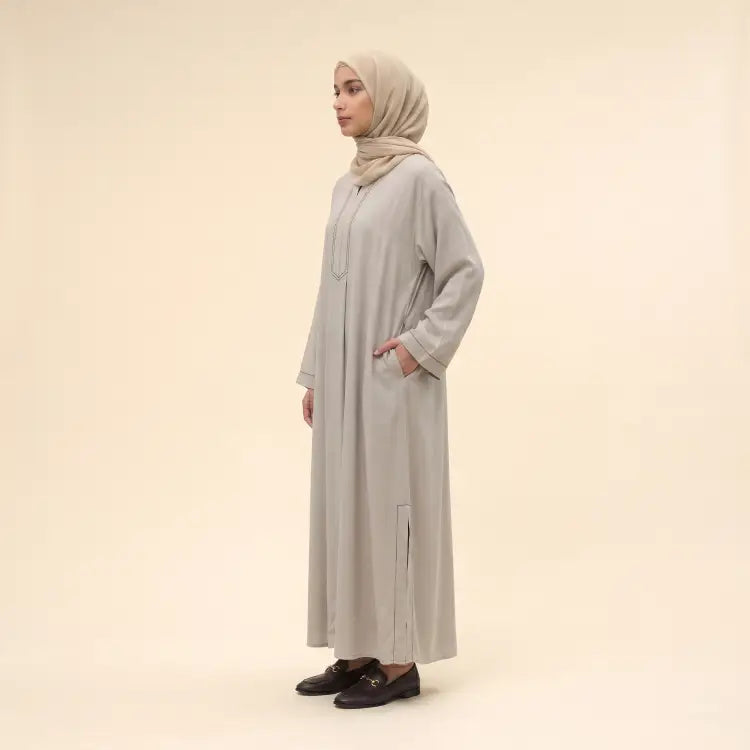 Abaya Grès — Coton pur, coupe kaftan